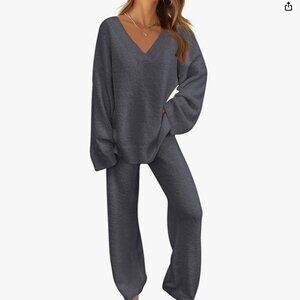 2 Piece Outfits Sweater Pajama Set Fuzzy Loungewear Matching